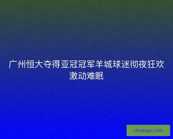 广州恒大夺得亚冠冠军羊城球迷彻夜狂欢激动难眠